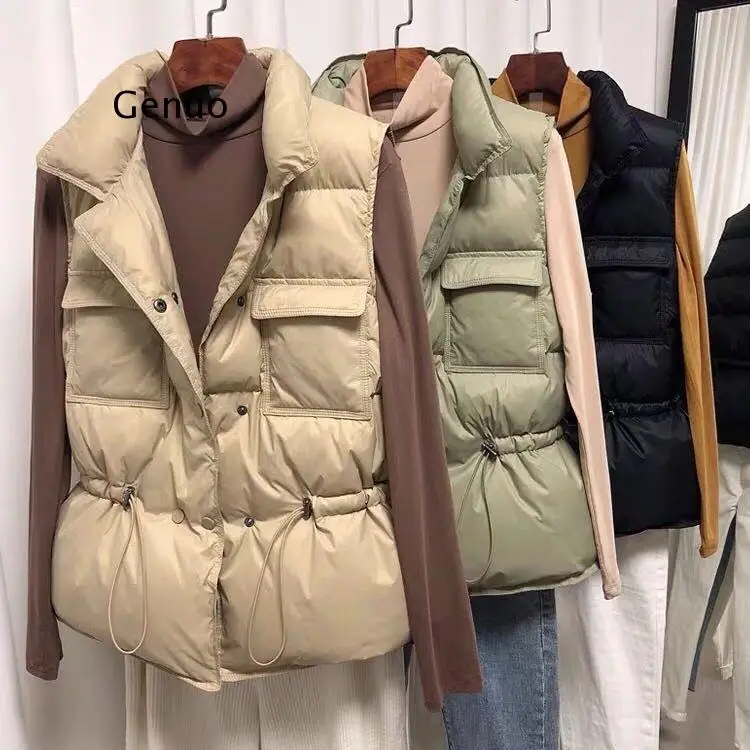 

New White Duck Down Down Coat Sleeveless Light Down Vest Women Short Vest Windproof Lightweight Warm Waistcoat Female