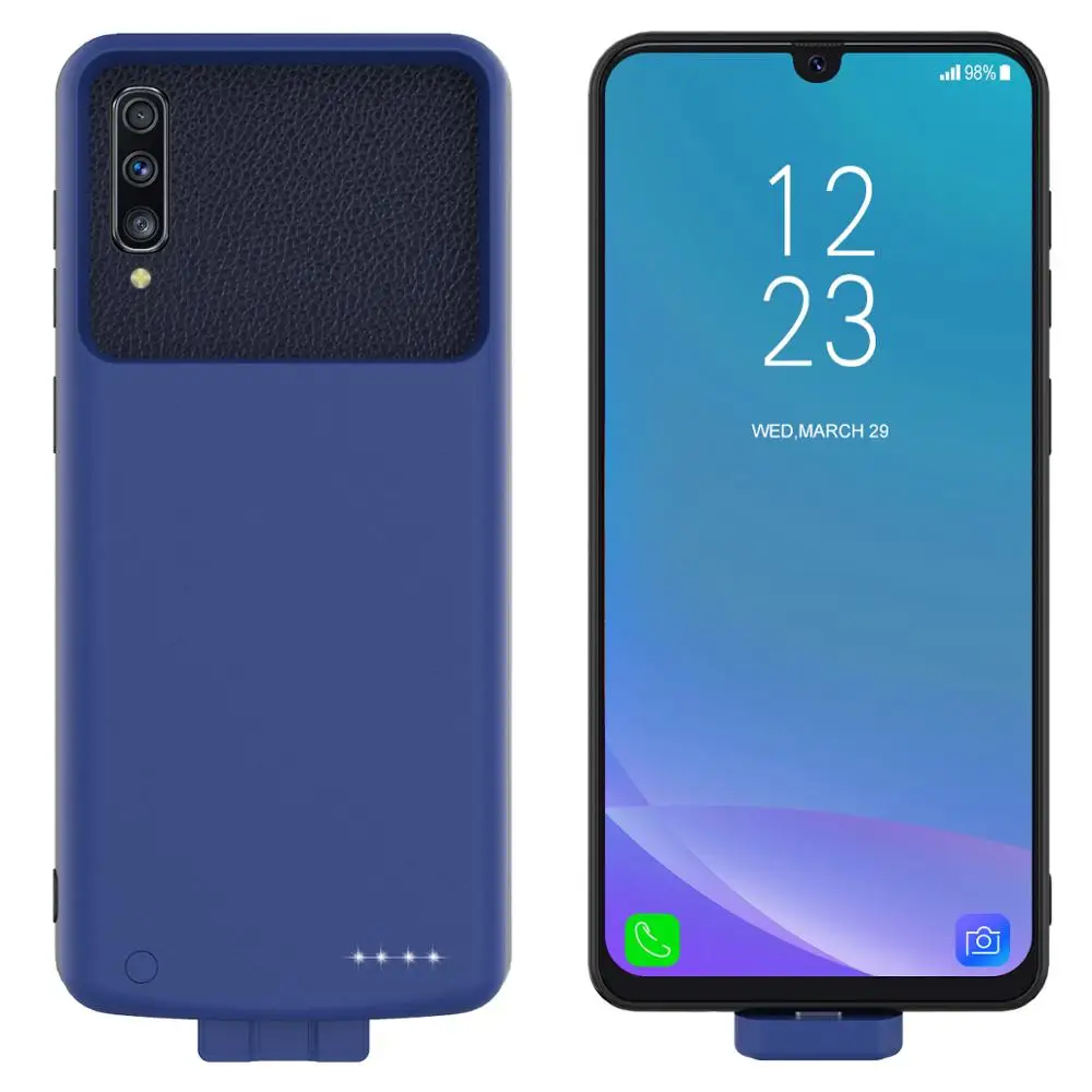 Blue Для samsung Galaxy A50 зарядное устройство чехол 2 в 1 магнитный мягкий чехол из ТПУ+ 7000 мАч Powerbank батарея чехол для samsung A50 чехол - Цвет: Blue