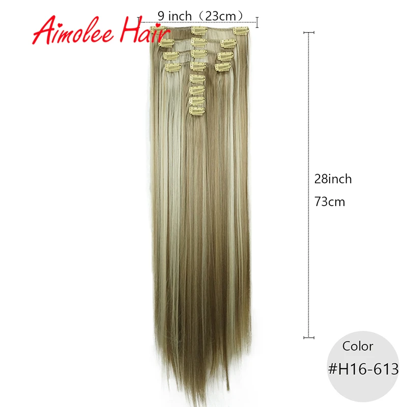 28 8 pçsset sintético hairpieces longa extensão