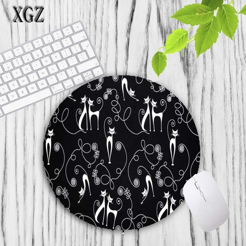XGZ коврик для мыши с рисунком кошки черного цвета, круглый коврик для мыши 200x200 мм, 11 видов животных, коврик для мыши на выбор для игр/офиса, коврики для планшетов