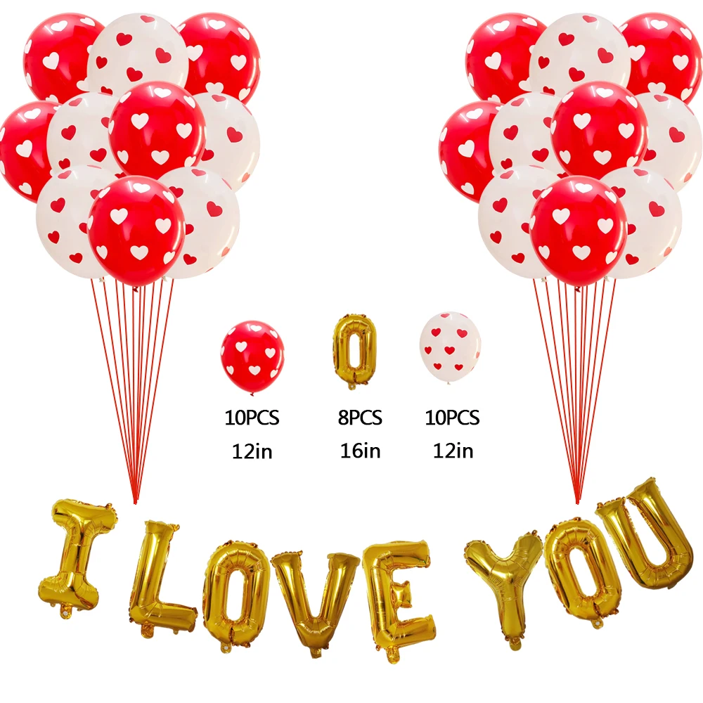 Lot De 14 Ballons En Forme De Cœur Rouge Pour Anniversaire, Demande En Mariage, Anniversaire De Mariage, Saint-Valentin, Décorations De Fête