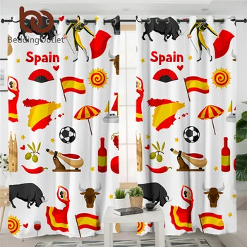 

BeddingOutlet Spain Luxury Curtains Spanish Traditional Symbols Blackout Curtain Flag Madrid Bullfight Bedroom Curtains Dropship