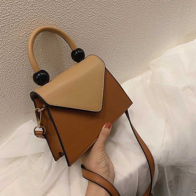

Elegant Female Small Tote bag 2019 Fashion New Quality PU Leather Women's Designer Handbag Contrast color Shoulder Messenger Bag