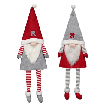 

Christmas Decor Long Hat Santa Gnome Plush Doll Ornament Tree Top Star Faceless Forest Old Man Xmas Tree Hanging