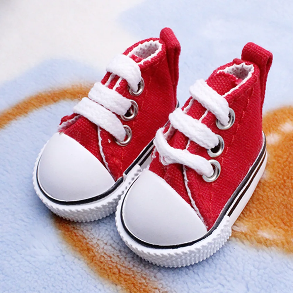 5 см парусиновая обувь BJD кукла модная мини обувь для куклы повседневные куклы аксессуары DIY ручной работы детская обувь кроссовки - Цвет: XD-RED
