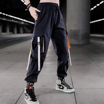 

Big Pocket Men JoggersPants 2019 Streetwear Hip Hop Harem Pants 5 Colors High Waist Women Baggy Cargo Pants