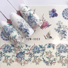 1 лист Новые простые шикарные синие цветочные наклейки для ногтей переводные наклейки Маникюр украшения для ногтей