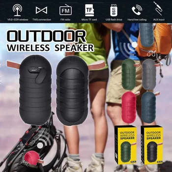 

Multi-function TWS Wireless Speaker bluetooth 5.0 Subwoofer Stereo Player Outdoor Portable IPX4 Loundpeaker for FM Radio TF AUX
