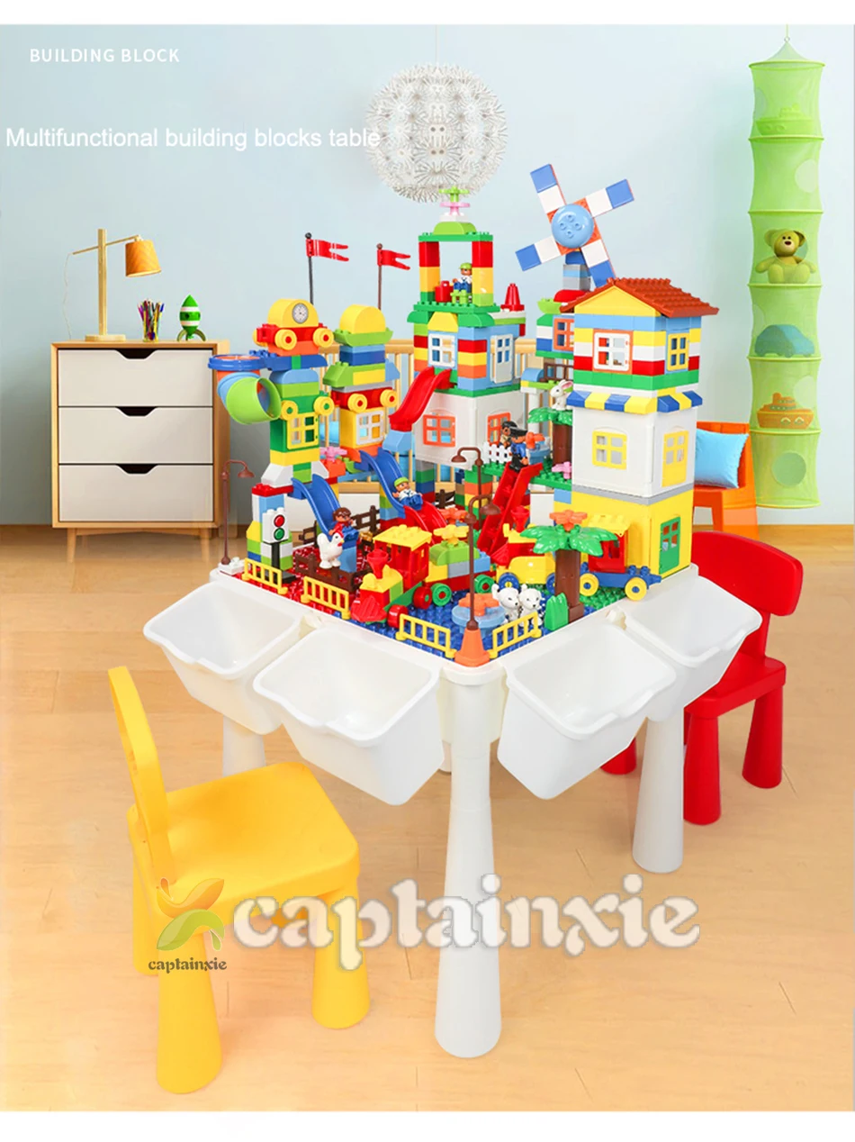 Детские Многофункциональные строительные блоки стол со стульями маленькие большие частицы Baseplate стол DIY Кирпичи игрушки для детского подарка