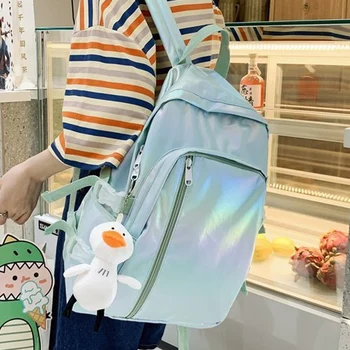 

JOYPESSIE New Fashion Women Backpack for Girls College Bookbag School Bag Kawaii Mochila Waterproof Solid Bright Travel Rucksack