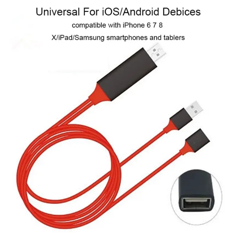 Универсальный USB Женский к hdmi-кабель, адаптер конвертер HDTV видео кабель для samsung iPhone Xiaomi HuaWei1080P