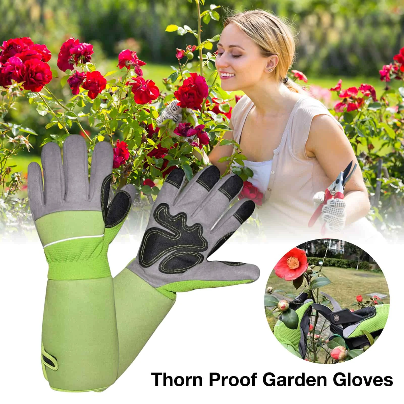 Puncture Resistant Rose Pruning Protective Long Sleeve Working Gardening Gloves 