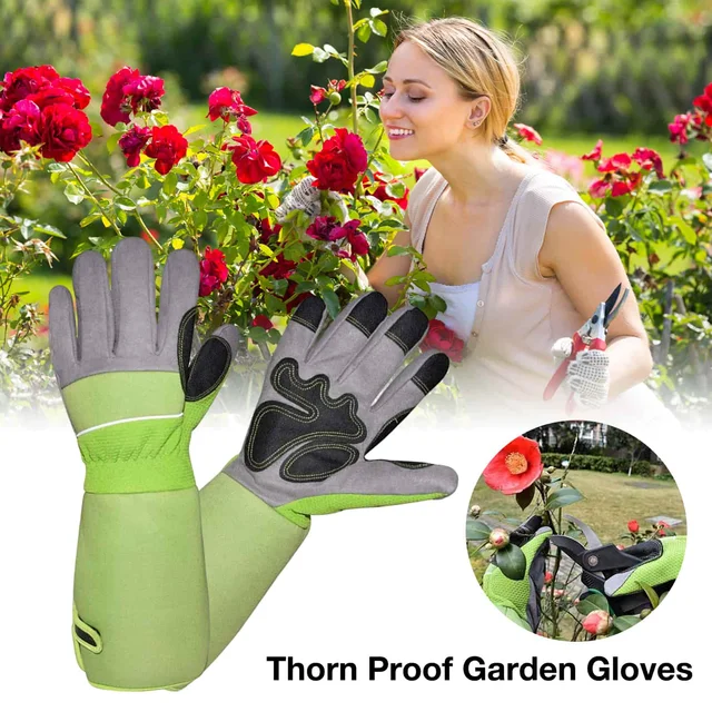 Gardening Gloves for Roses Pruning Working Protective Durable Long Sleeve Thorn Proof Flower Plant Work Oxford