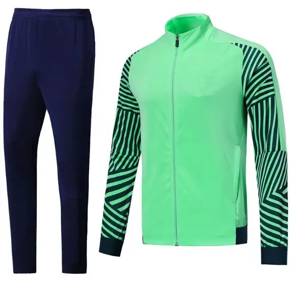 Евро размер модная футбольная куртка брюки комплект, светло-зеленый Survet de Foot Equipment спортивный костюм тренировочные футбольные наборы