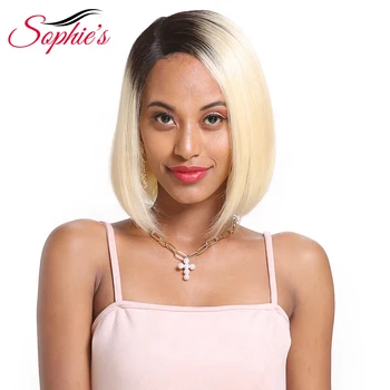 

Sophie's Short Lace part Human Hair Wigs Blonde Tb/613 Human Hair Lace part Wig Brazilian Remy Hair Bob Wig For Black Women