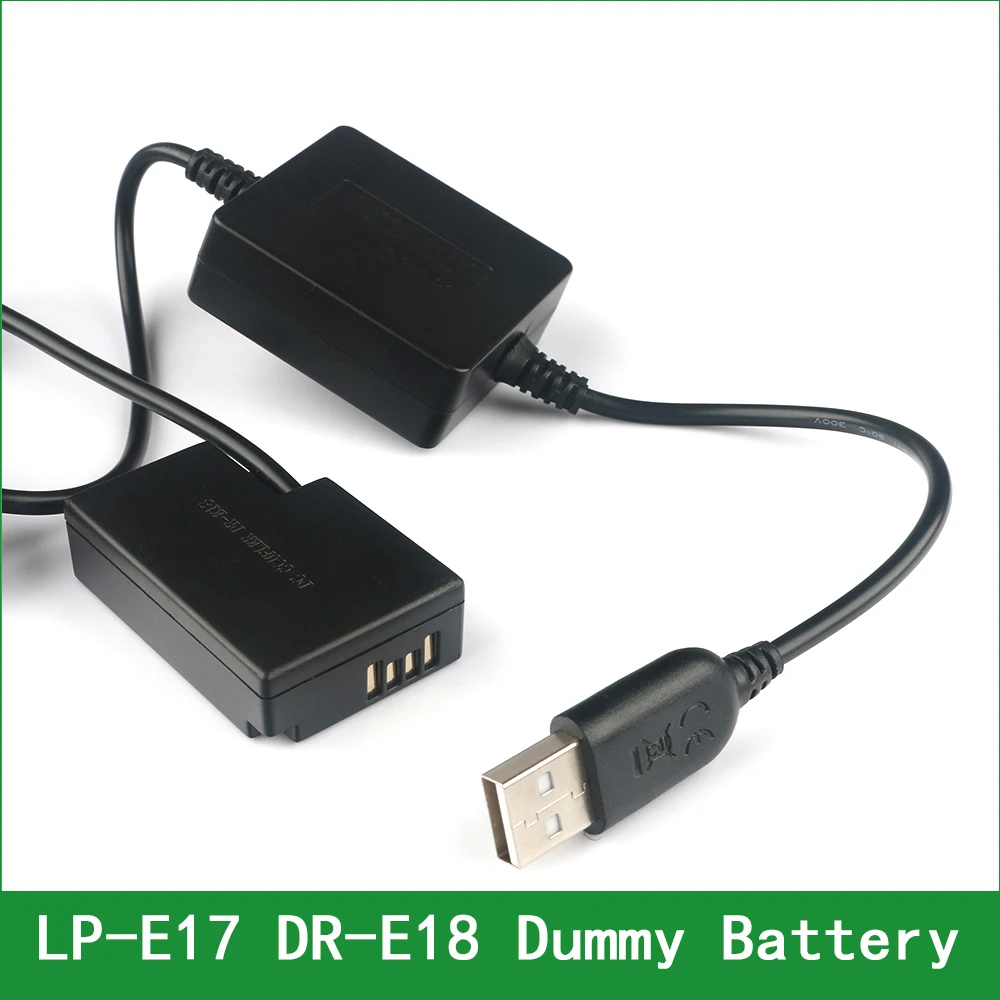 5V USB DR-E18 ACK-E18 Dummy Battery Adapter Plug DC Power Bank For Canon EOS R100 77D 200D 250D 750D 760D 800D 850D 8000D RP
