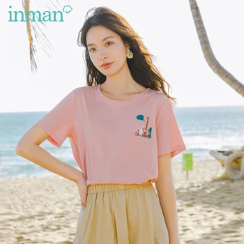 

INMAN 2020 New Arrival Girlish O-neck Cute Cartoon Print Cotton Short Sleeve T-shirt