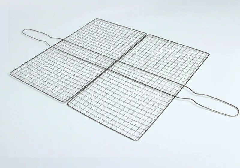 Портативный гриль из нержавеющей стали корзина зажим для решетки-гриль сетка для барбекю с деревянной ручкой Открытый Кемпинг посуда