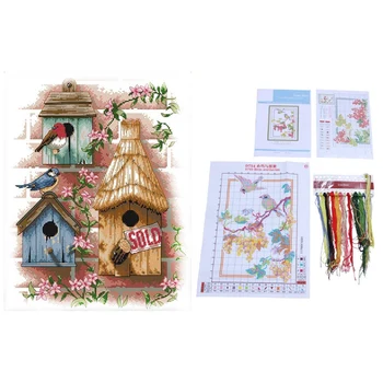 

2 Set Diy Cross Stitch Set Embroidery Kit Cross-Stitching - Chalet Bird Flower Vine & Bird and Berry