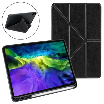 

For iPad Pro 11 Inch 2020 Case Tri-Fold PU Leather Flip Stand Tablet Cover For iPad Pro 11 2018 Case Pen Slot Smart Wake/Sleep