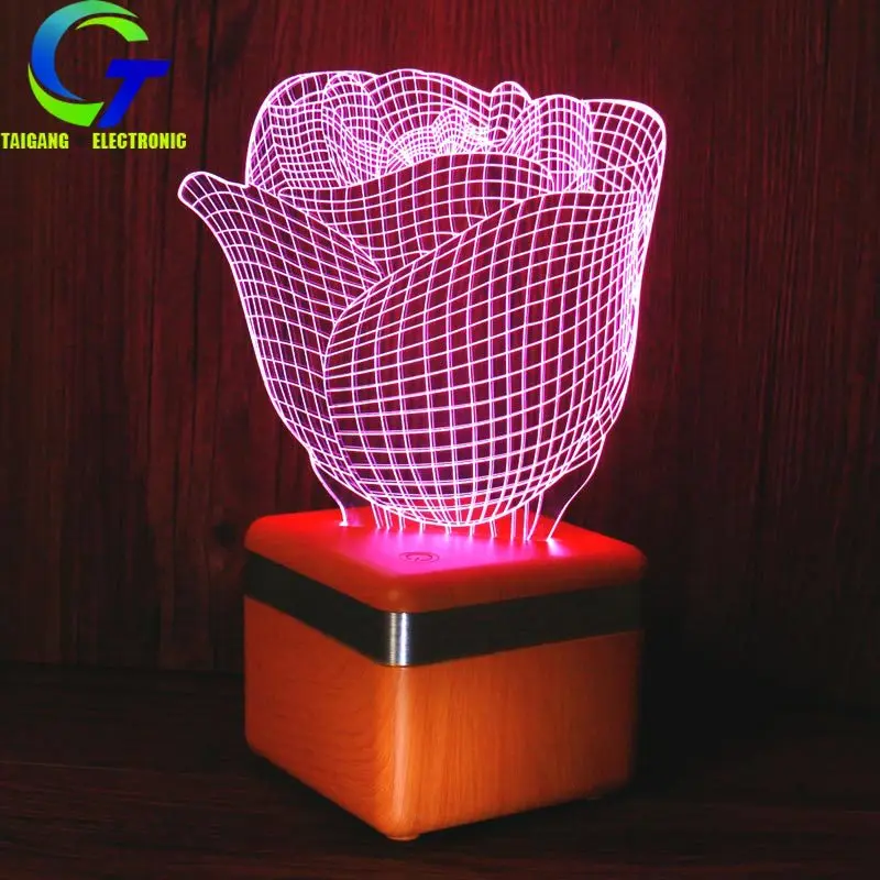 

Creative Valentine's Day Gift 3D Night Lamp Bluetooth Loudspeaker Box Rose LED Model Rose Lamp Electronic Products