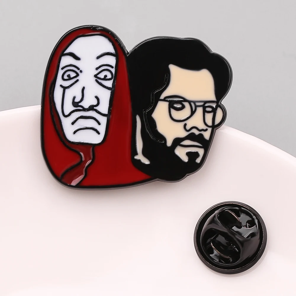 В House of Paper деньги Heist Броши La Casa De Papel Сальвадор Дали профессора забавная Брошь
