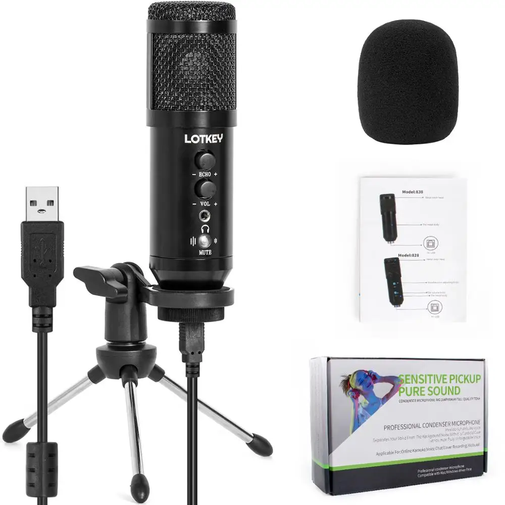 Lotkey Usb Condensatore Microfono Studio Registrazione Gioco Broadcoast Per Iphone Computer Laptop Mac Youtube Con Supporto Treppiede