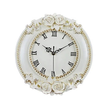 

Creative Resin Craft Rose Flower European Decorative Digital Wall Clock Quiet Room Clock Hotel Restaurant Decoration