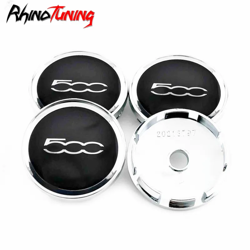 

4pcs 60mm 56mm Silver Side 500 For Fat 500 Lounge Pop Cabrio Auto Styling Car Wheel Center Hubs Wheels Caps for Rims Emblem