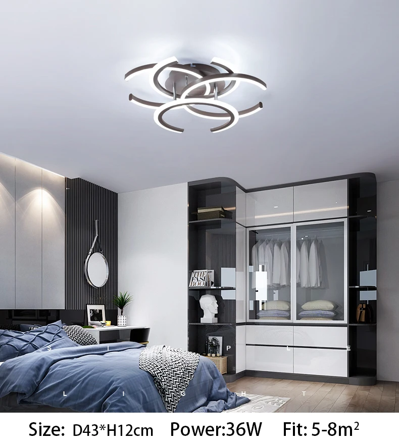 Современный светодиодный светильник-Люстра для гостиной, домашнего декора, кофейные лампы для спальни с дистанционным управлением, затемненное освещение для столовой