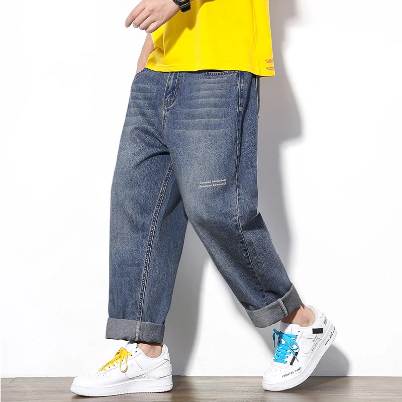 Light blue RLJT. JIN тренд направление горячая Harajuku широкие брюки Мешковатые повседневные джинсы мужские японские Простые Модные мужские брюки - Цвет: Light blue