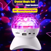 Haut parleur bluetooth sans fil, lumière de scène RGB LED, boule de cristal effet lumière DJ Club, éclairage de fête Rechargeable USB/TF/FM