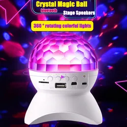 Altavoz inalámbrico con bluetooth para escenario, luz LED RGB con efecto de bola de cristal, iluminación recargable por USB/TF/FM para DJ, clubs, discotecas y fiestas