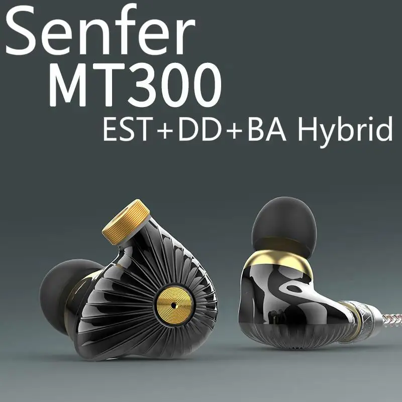 Senfer MT300 TDK EST Knowles Dyanmic EST BA DD Hybrid Hifi Music Monitor DJ Studio CNC Metal MMCX Audiophile Earphones Earbuds