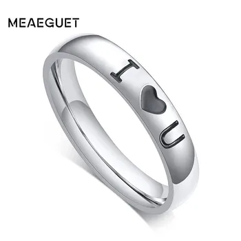 

Engraved Heart Stamped Engagement Brands Women Ring silver color L Love You Letters Personalized Initial Couples Unisex Jewelry
