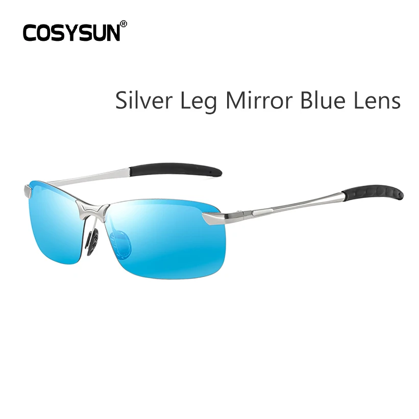 Водительские солнцезащитные очки, мужские очки дневного ночного видения, HD очки для вождения, поляризованные солнцезащитные очки, мужские очки для вождения, фотохромные солнцезащитные очки - Цвет линз: SilverLegBlueLens
