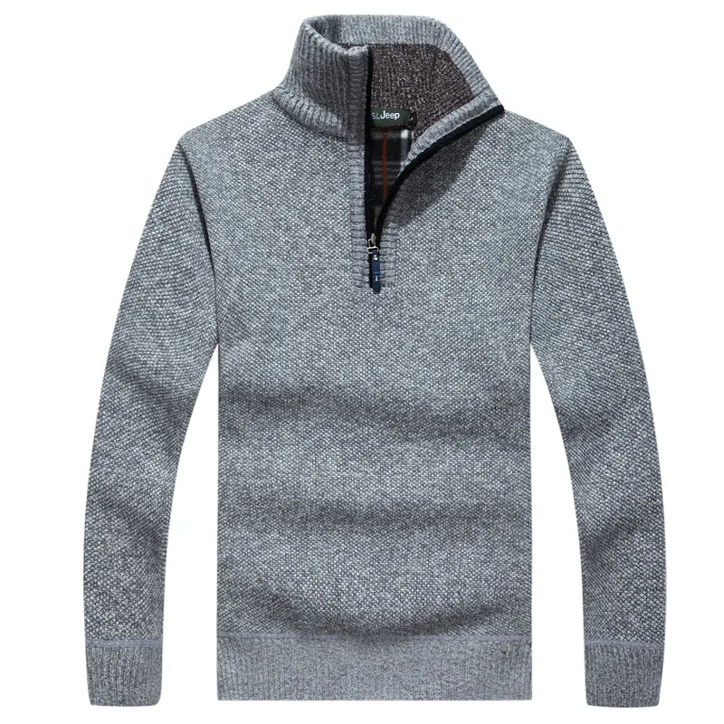 New Autumn Men's Sweater Fleece Cotton Turtleneck Sweatshirt High Quality Sweater Men Slim Fit Brand Knitted Pullovers;YA524 - Цвет: Light Gray