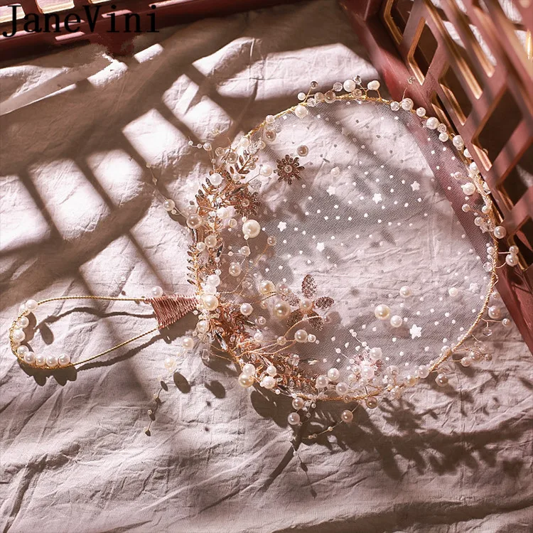 JaneVini древность невесты Жемчуг вентилятор роскошный золотой китайский стиль Свадебный вентилятор Ручной Букет бисером свадебные цветочные аксессуары