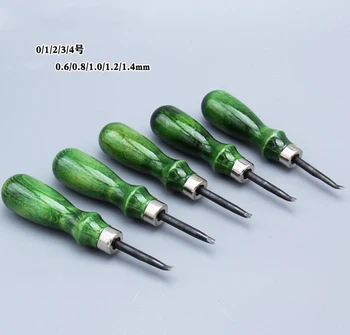 

designer leather craft Green handle chamfering tools with 5 sizes,high grade Leather edger