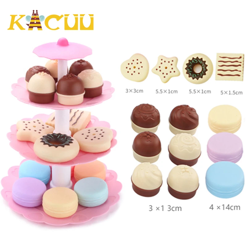 

17Pcs Kids Kitchen Toy High Tea Set for Girls Dessert Tower Miniature Food Dinette Child Toy Kitchen Play Mini Cake Biscuits