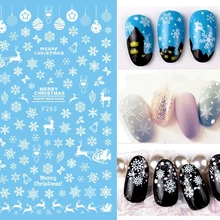 1 лист Рождественская тема наклейки для ногтей милый олень/Снежинка узор для ногтей DIY декоративная наклейка на стену самоклеящаяся