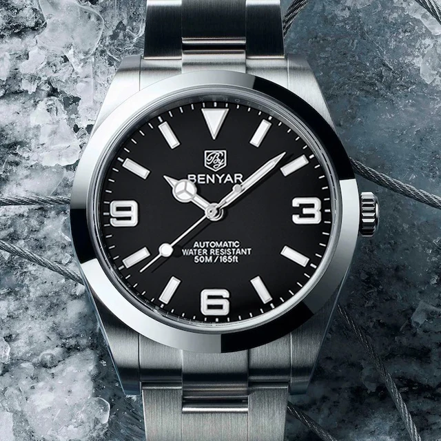 BENYAR Top Brand Original New Men's Automatic Mechanical Watch Stainless Steel Luxury Watch 50m Waterproof Relogio Masculino 1