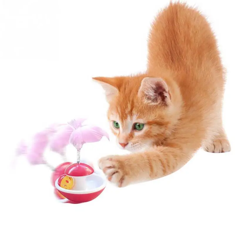 Интерактивная игрушка кошка котенок неваляшка мяч обучение пластиковый домашний искусственный перо игры товары для домашних животных Сад прокатки с колокольчиком