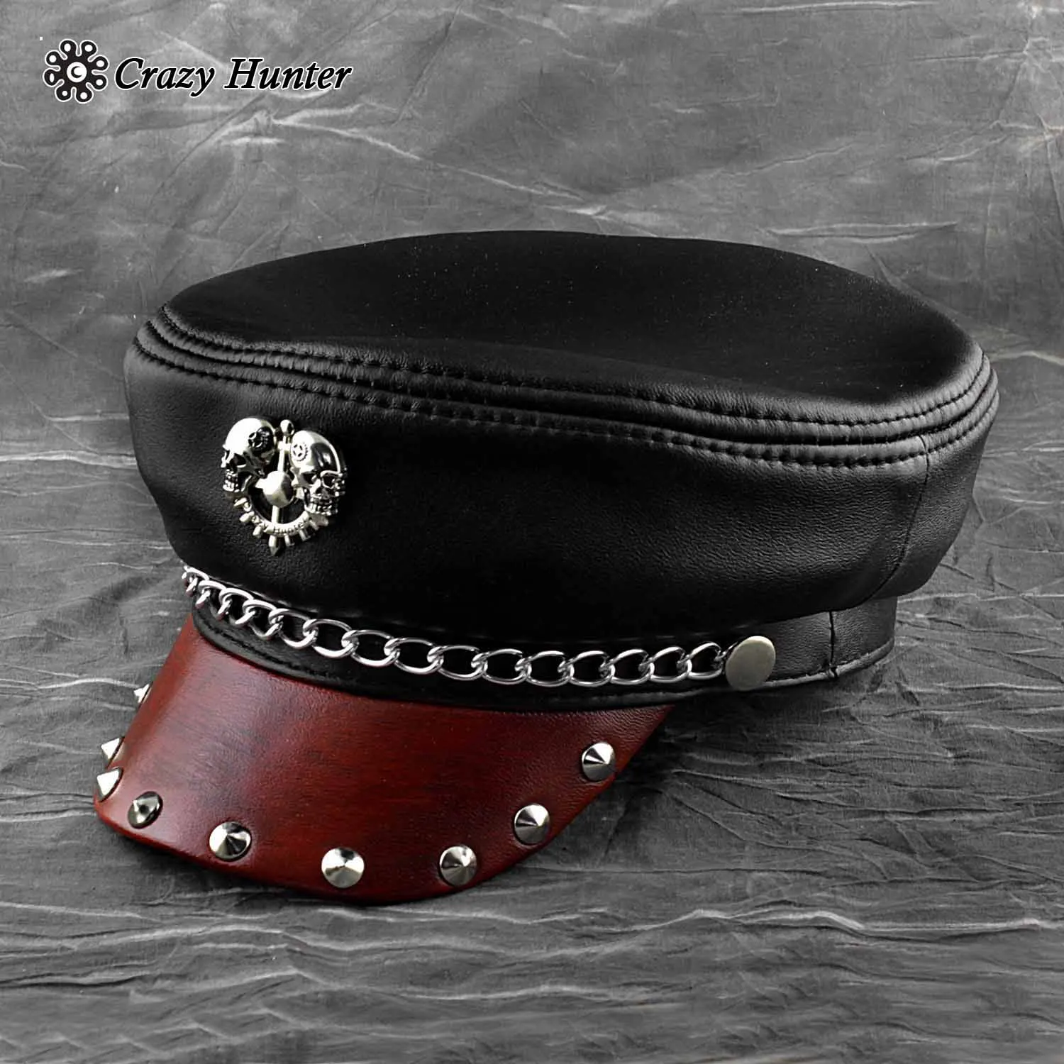 Womens leather biker hat Clearance