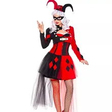 Взрослый Харли Куинн Косплей Забавный костюм клоуна на Хеллоуин классическое платье нарядный костюм для девочек Карнавальный ночной клуб вечерние костюмы
