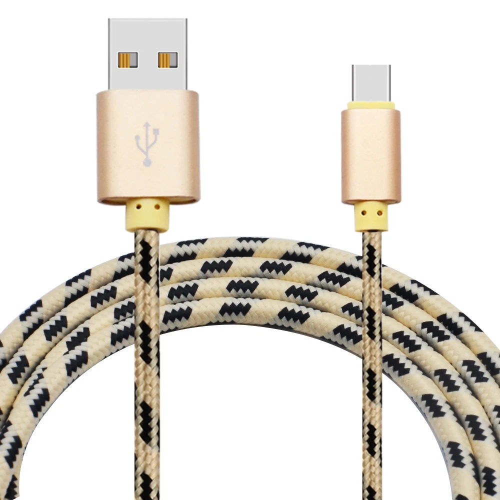 1 м цветной ткачество USB 3,1 алюминиевый нейлоновый твист зарядный кабель для устройств type-C