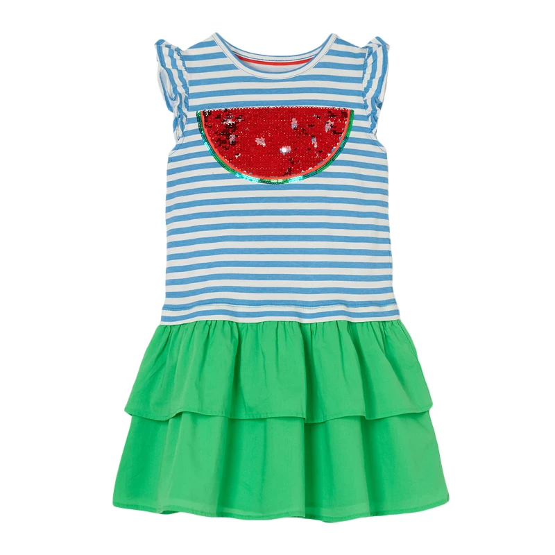 

Little maven Watermelon Sequin Baby Girls Dress Summer Paillette Kids Princess Dress Little Girls Dress for Child Clothes