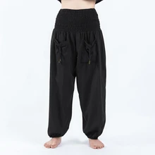 

Harem Pants Women Casual Loose Elastic High Waist Baggy Trousers For Ladies Multicolor Streetwear Bottoms With Double Pockets