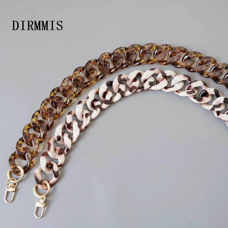 Chain Handbag-Accessory Amber-Strap Acrylic Shoulder Parts Beige Luxury Cute Woman Leopard