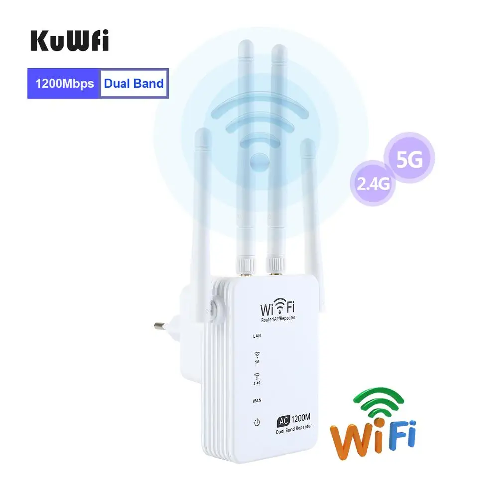 

WiFi Repeater 5Ghz 1200Mbps WiFi Amplifier/Extender Dual Band Wireless AP Router Long Range Wi-Fi Signal Booster 2.4G 5G